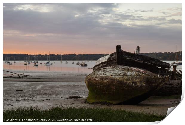 Pin Mill boat graveyard Print by Christopher Keeley