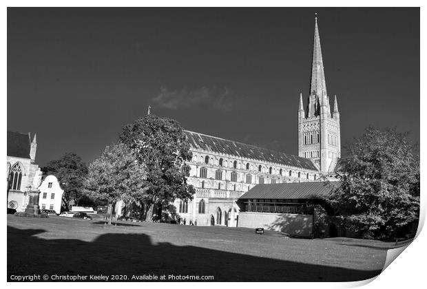 Norwich Cathedral Print by Christopher Keeley