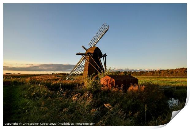 Herringfleet Windmill Print by Christopher Keeley