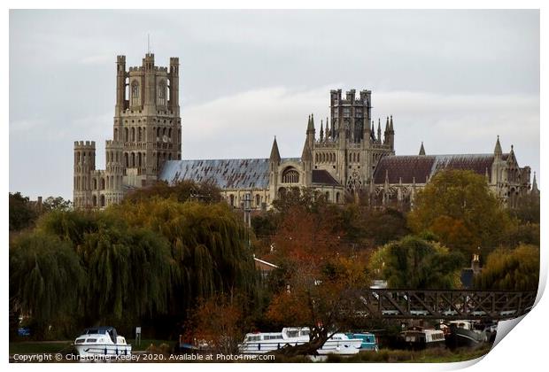 Autumn colours at Ely Cathedral Print by Christopher Keeley
