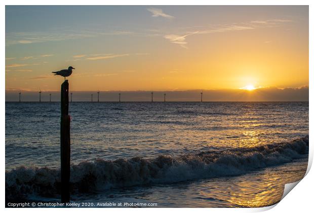 Sunrise at Caister Print by Christopher Keeley