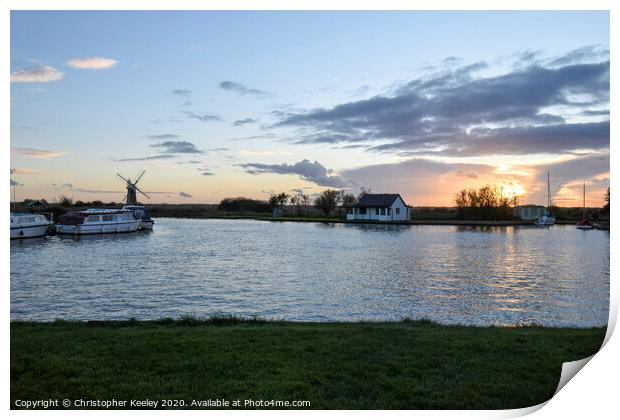 Sunset at Thurne Print by Christopher Keeley