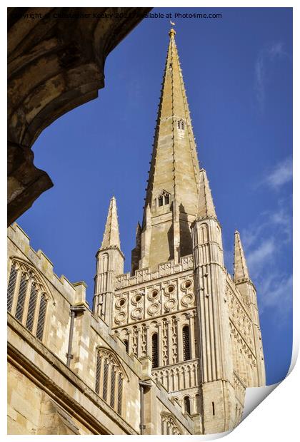 Norwich Cathedral spire Print by Christopher Keeley