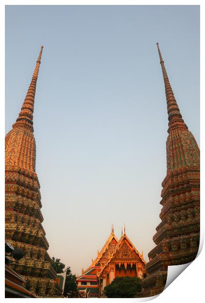 Part view from two stupa against clear sky at a Bu Print by Hanif Setiawan