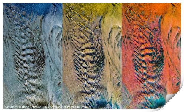 Abstract sediment texture with faces - Triptych Print by Hanif Setiawan