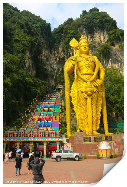 Lord Murugan and stairs to Batu Caves temple 2 Print by Hanif Setiawan