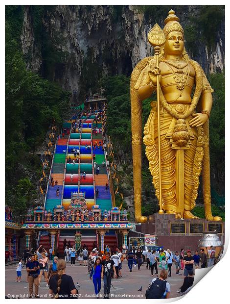 Lord Murugan and stairs at Batu Caves 3 Print by Hanif Setiawan