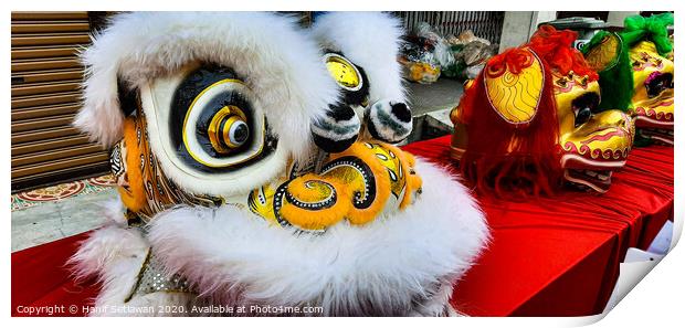 White Chinese Dragon mask on a festival for CNY Print by Hanif Setiawan