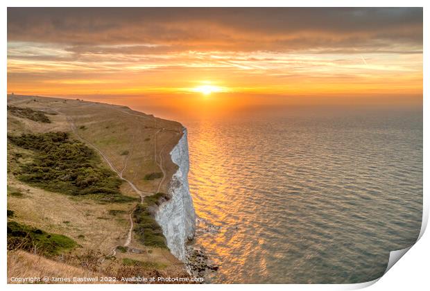 White cliffs of Dover sunrise Print by James Eastwell