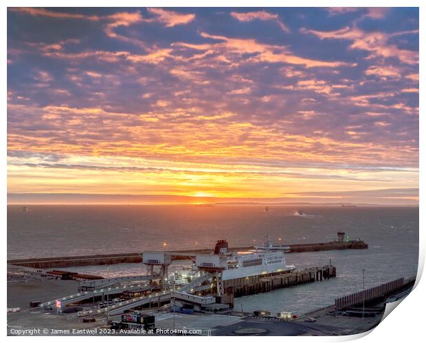 Dover Docks - sunrise fire  Print by James Eastwell