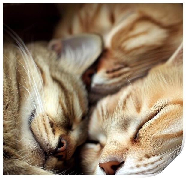 The 3 sleeping kittens  Print by Paddy 