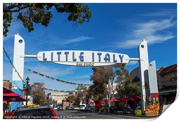 Little Italy in San Diego Print by Mikhail Pogosov