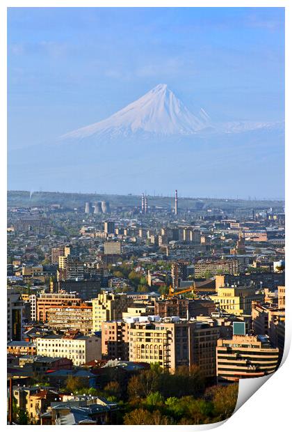 Legendary mount Ararat and Yerevan city. Print by Mikhail Pogosov