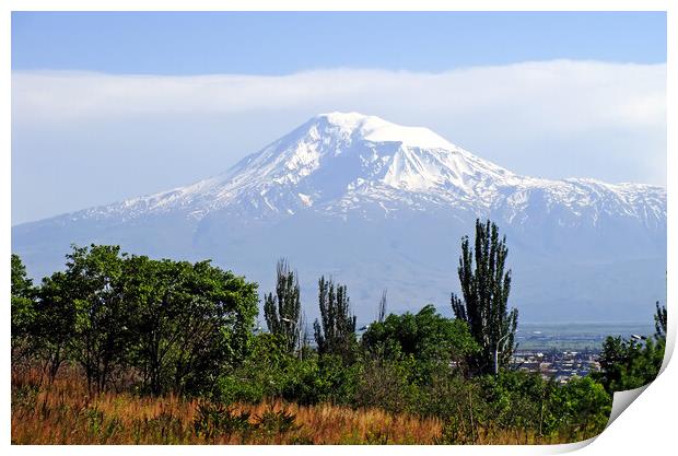 View of the majestic Mount Ararat Print by Mikhail Pogosov