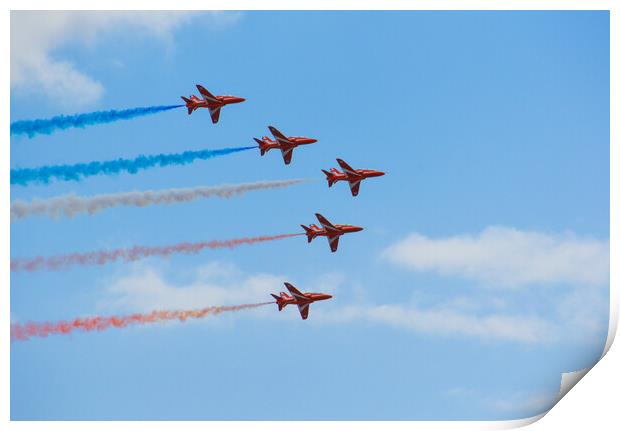 Red Arrows for Clacton's 150th Anniversary Celebra Print by Paula Tracy
