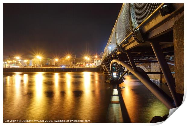  Bann Bridge at night in Coleraine  Print by JEREMY WALSH