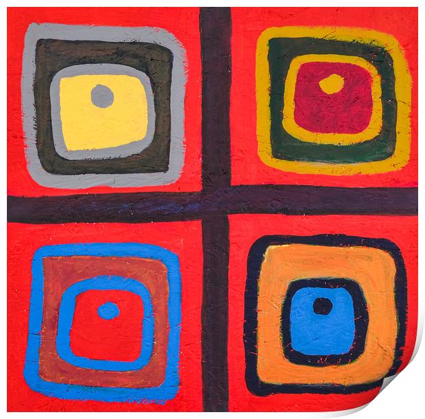 Four Square abstract Print by Roger Aubrey