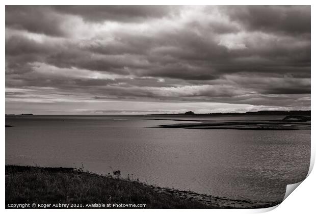 Bamburgh Castle from Holy Island Print by Roger Aubrey