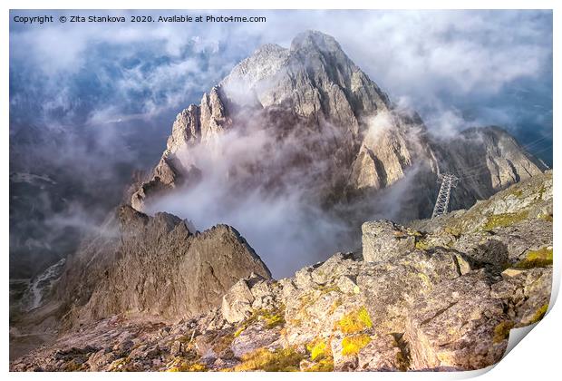 Tatra mountains with clouds Print by Zita Stanko
