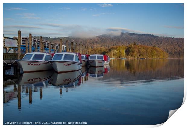 Windemere Misty reflections Print by Richard Perks