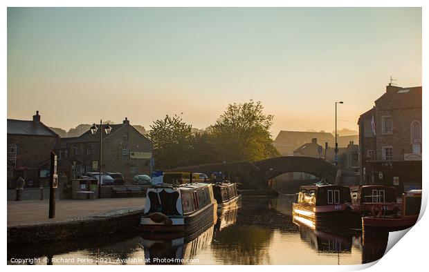 Lazy Hazy morning on the canal in Skipton Print by Richard Perks