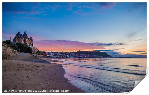Scarborough south bay and The Grand Hotel Print by Richard Perks
