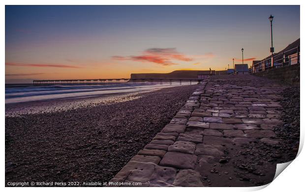 Saltburn pier and beach  Print by Richard Perks