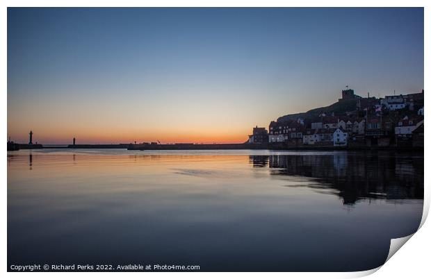 Whitby Dawn Reflections Print by Richard Perks