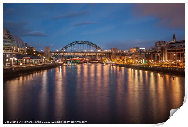 Newcastle upon Tyne  at Daybreak Print by Richard Perks
