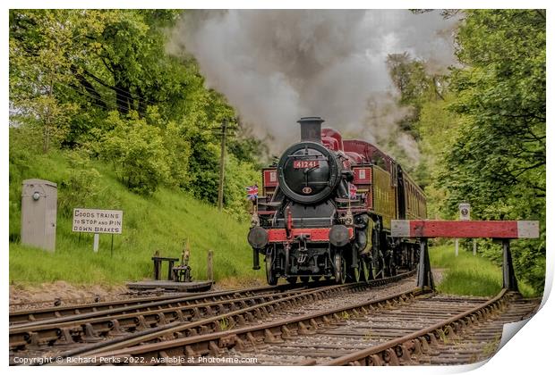 Queens platinum Jubilee train steams into Oxenhope Print by Richard Perks