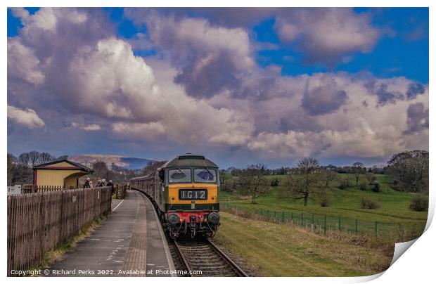 Heritage train arrives into Burrs Country Park Print by Richard Perks
