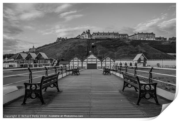 Saltburn by the Sea in Monochrome Print by Richard Perks