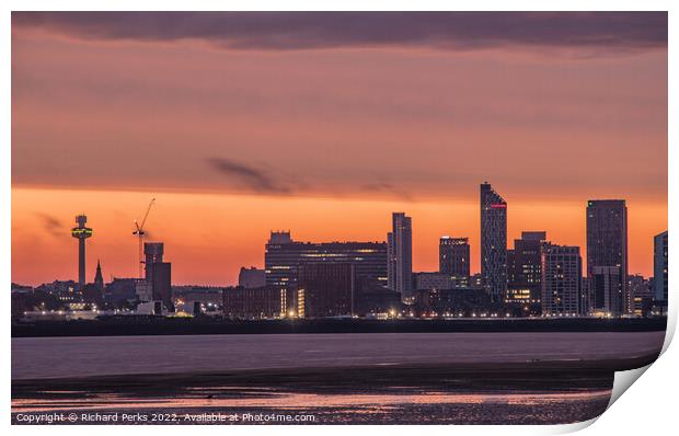 Liverpool sunset Print by Richard Perks