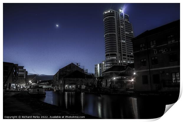 Bridgewater Place in the Moonlight Print by Richard Perks