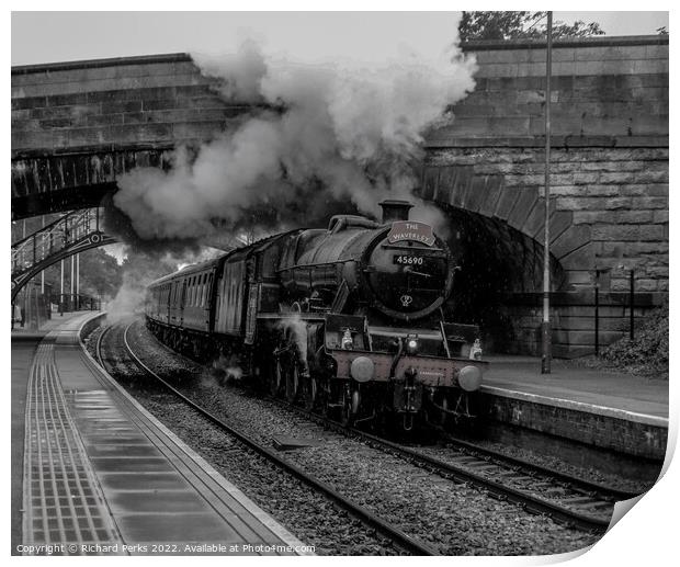 45690 steaming through the Yorkshire countryside Print by Richard Perks
