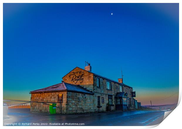 Royalty pub and the moon   - Otley Chevin Print by Richard Perks