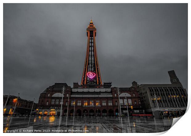 Blackpool Tower Lights Print by Richard Perks
