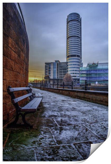 Bridgewater Place - Leeds city Winter morning Print by Richard Perks