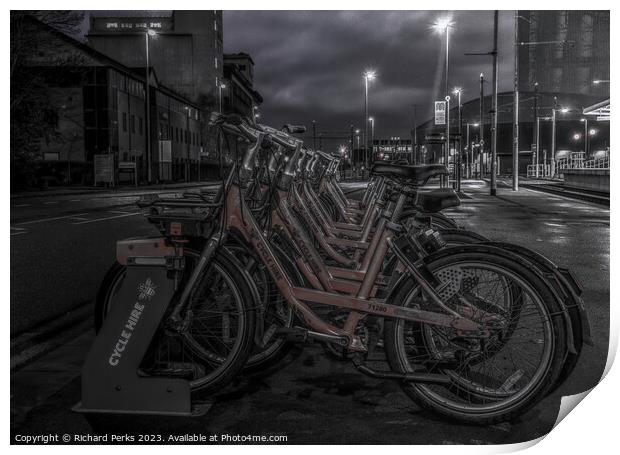 Manchester Bike Rack Print by Richard Perks