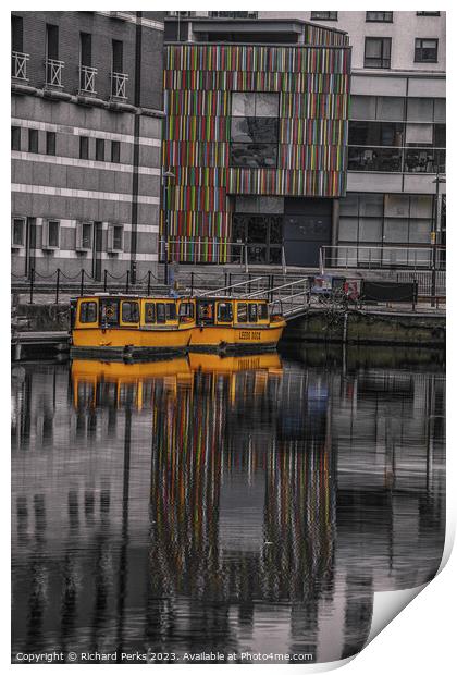 Leeds Taxi Boats Reflections Print by Richard Perks
