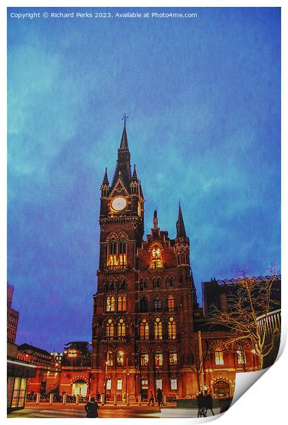 Night Time London St Pancras Print by Richard Perks