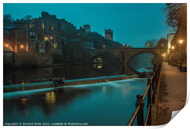 Riverside reflections - Durham Print by Richard Perks
