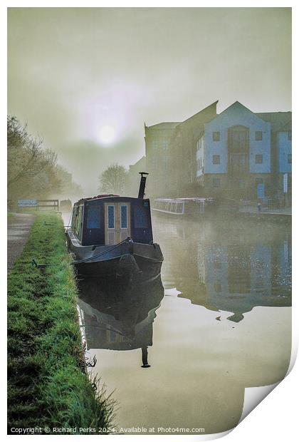 Early Morning Mist -Leeds Liverpool Canal Print by Richard Perks