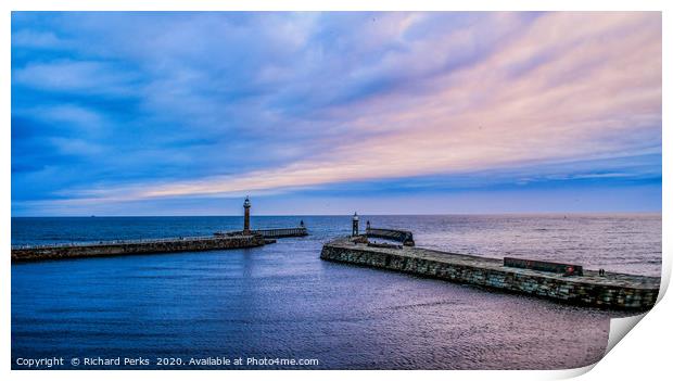 A tale of two piers Print by Richard Perks