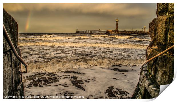wild waves whitby Print by Richard Perks