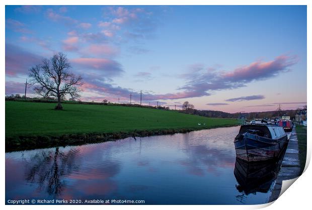 Moored up on the Leeds Liverpool canal Print by Richard Perks