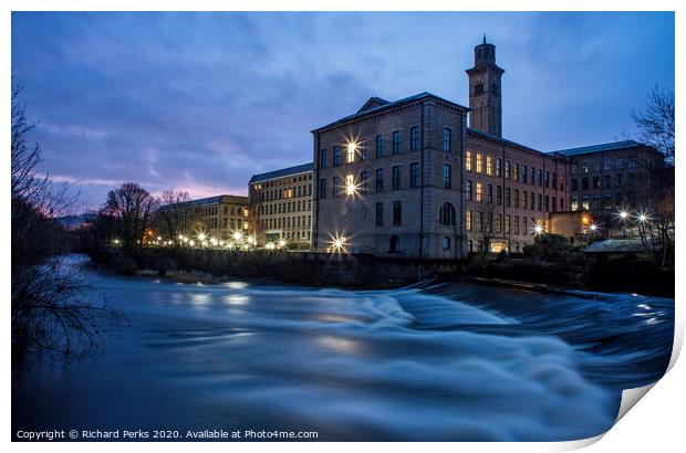 Salts Mill - Daybreak in Saltaire Print by Richard Perks