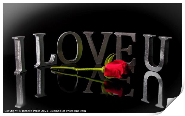 Valentine Love you Rose Print by Richard Perks