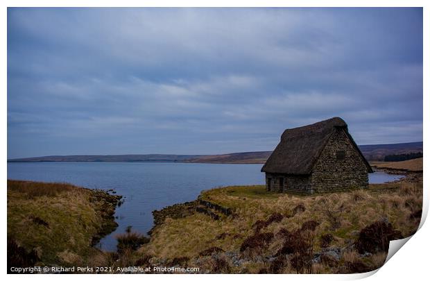 The Old Barn at Grimwith reservoir Print by Richard Perks