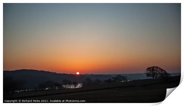 Sunrise over Yorkshire Fields Print by Richard Perks